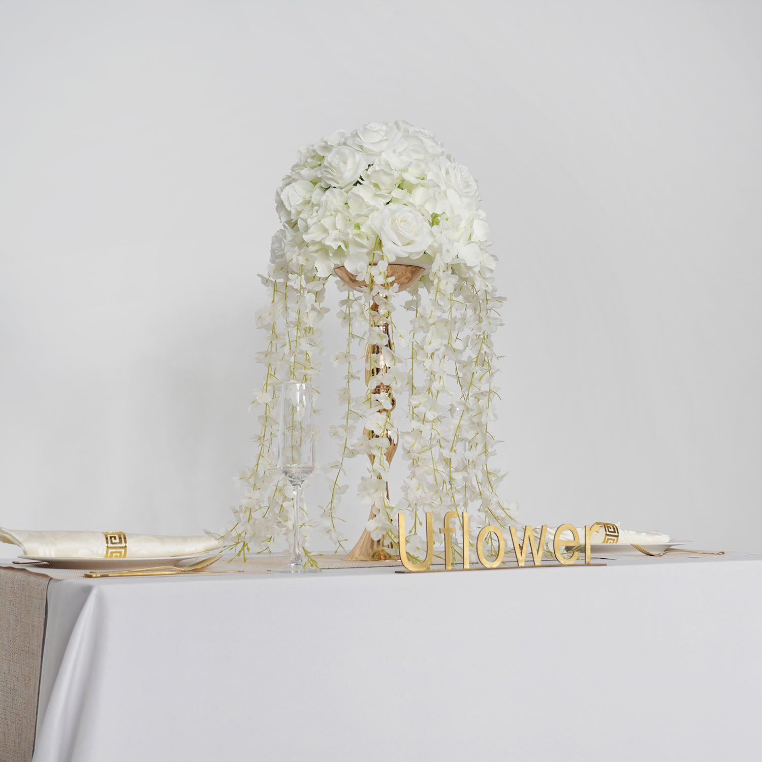 Uflower White Wedding Table Centerpiece Flower Arrangement